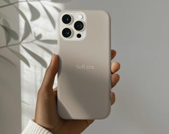 Soft Era iPhone Case, Taupe Beige Aesthetic Phone Case, Neutral Soft Girl Minimal iPhone Cover