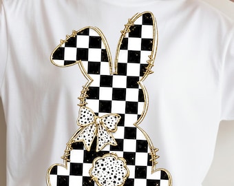 Checkered Easter Bunny PNG | Easter Bunny PNG | Trendy Retro Spring Bunny Design | Boutique Easter Shirt Graphic | Digital Download