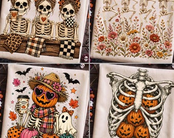 Wildflowers Ghost PNG Bundle, 4 Floral Ghost PNGs, Spooky Season Halloween Pumpkin PNG, Halloween PNG, Spooky Season Digital Download