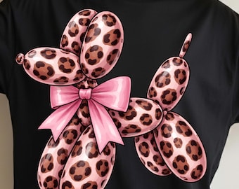 Leopard Balloon Dog PNG, Trendy Balloon Animal Shirt Design, Dog Lover Sublimation, Cute Preppy T-Shirt PNG, Digital Download
