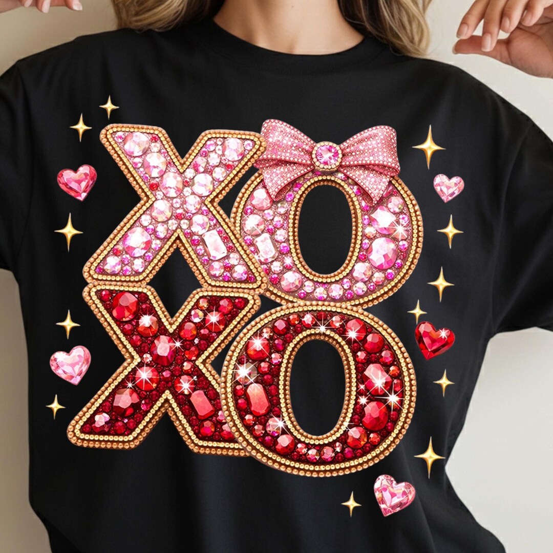Faux Rhinestone LOVE Xoxo PNG, Preppy Glitter Heart Valentine Png ...