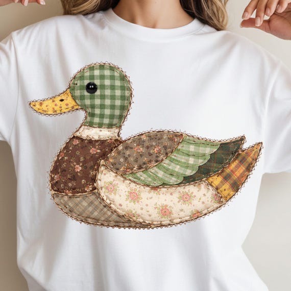 Patchwork Mallard Duck PNG, Sitting Duck Clipart, Hunting Bird Graphic, Outdoors Nature PNG, Farmhouse Quilt Design, Digital Download