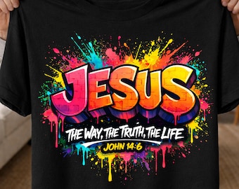Graffiti Jesus PNG Bundle | The Way The Truth The Life PNG | Christian Bible Verse Clipart | Faith Based Sticker Design Download