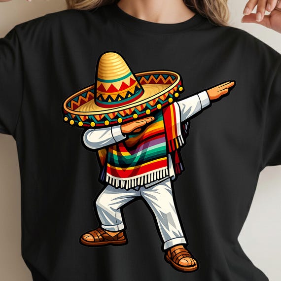 Mexican Dabbing PNG, Funny Dabbing Character PNG, Poncho Sombrero Png, Cinco De Mayo PNG, Fiesta Shirt Design, Sublimation Download