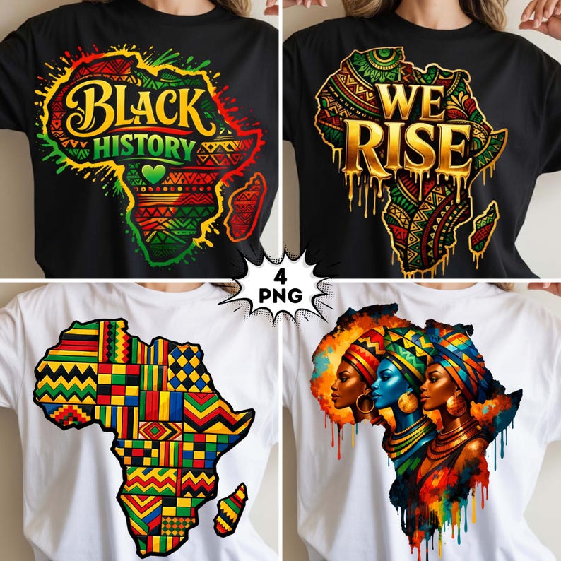 African Map PNG, Black History PNG, African Heritage Design, Afrocentric Digital Download, Black History Month PNG, Digital Download image 1