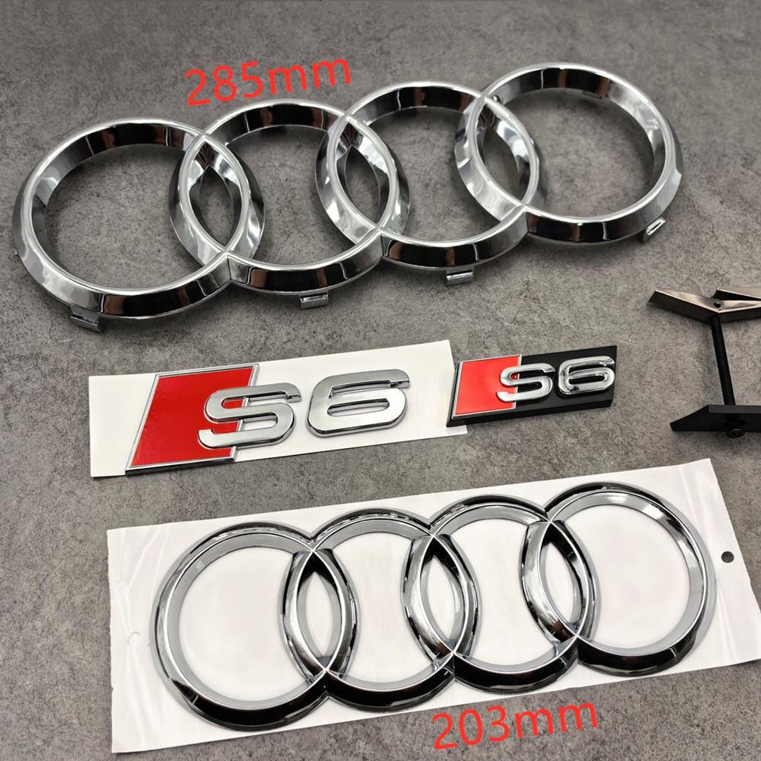 Chrome Audi Front Rings 285mm Rear Rings 203mm S6 Rear Emblem S6 Grille ...