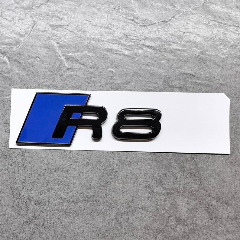 Audi R8 Lettering Gloss Blue Black 3D Rear Trunk Emblem R8 Badge for Audi R8 42 4S 2007 ...