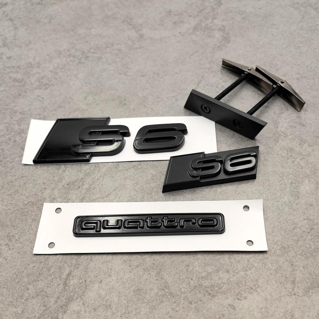 C8 Rear Badging Gloss All Black S6 Emblem Set of 3 Audi S6 Rear Badge S6 Grille Emblem ...
