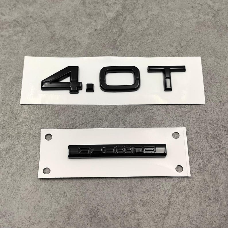 All Black Rear Trunk Emblem 4.0T Black Quattro Badge for Audi A6 A7 A8 ...