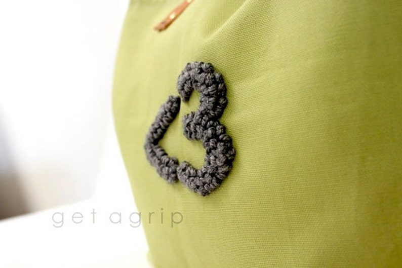 Canvas Tote.. AVOCADO tote bag with PERSONALIZED leather label