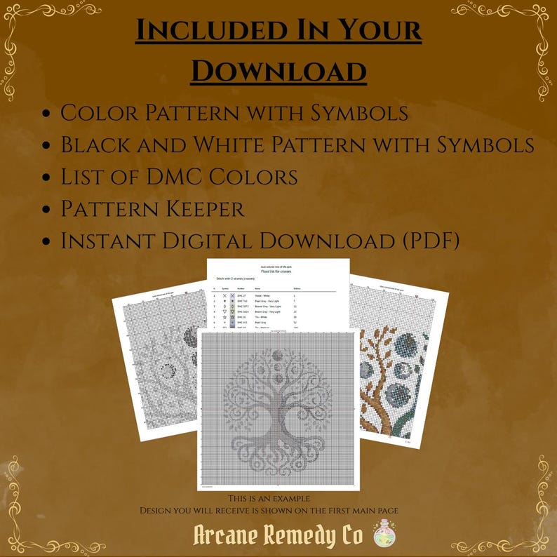 Cosmic Tree of Life Cross Stitch Pattern, Galaxy Fantasy Embroidery PDF ...