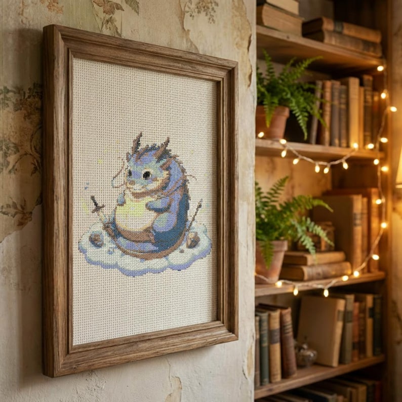 Cute Dragon Cross Stitch Pattern, Fantasy Creature PDF, Digital ...