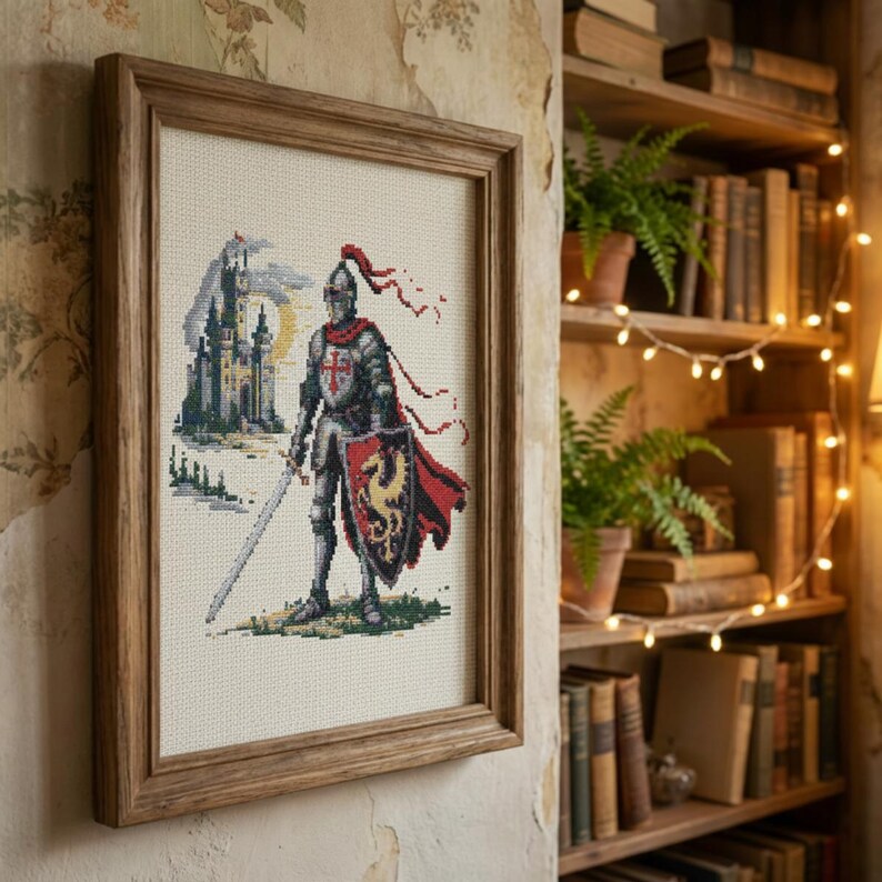 Knight Cross Stitch Pattern, Medieval Fantasy Castle Embroidery PDF ...