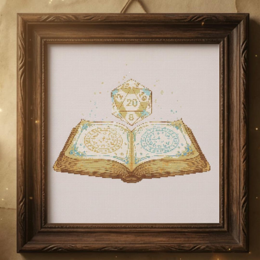 Magic Spellbook Cross Stitch Pattern | D20 Fantasy Book PDF | Tabletop ...