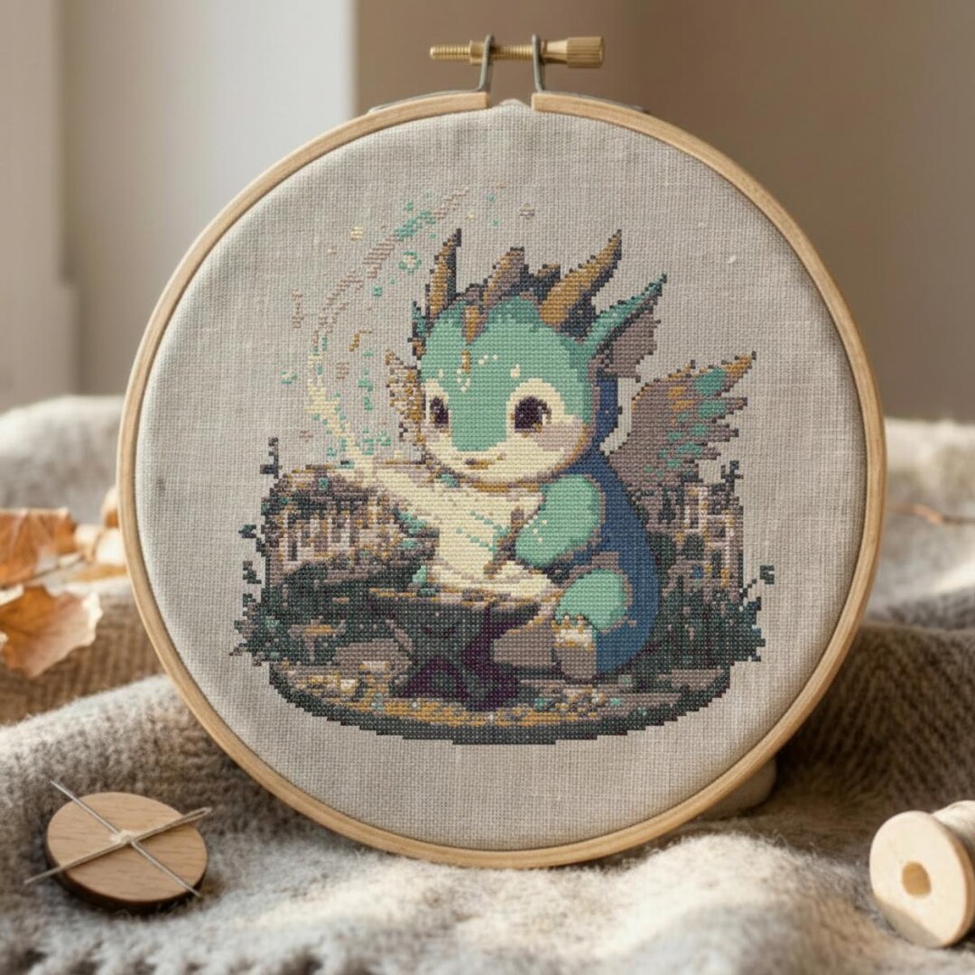 Dragon Cross Stitch Pattern, Fantasy Creature Embroidery (PDF Pattern ...