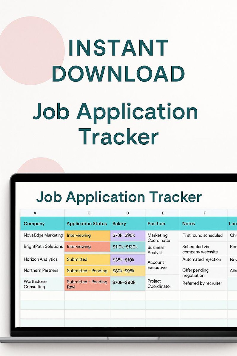 Google Sheets Job Application Tracker | Resume Organizer (digital ...