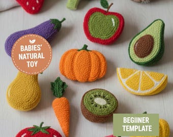 Fruit and Veggie Punch Needle Pattern Set - DIY Coasters & Play Food for Kids