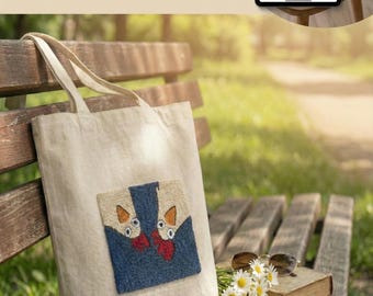 Chicken Pocket Tote Bag Punch Needle Pattern (PDF Digital Download)