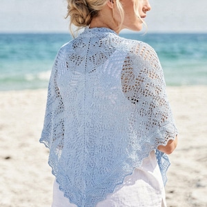 Knitting Pattern PDF Lace Knit Shawl wits Scalloped Edge Triangle Lace Shawl Pattern Heirloom Lace Wrap Instant Download