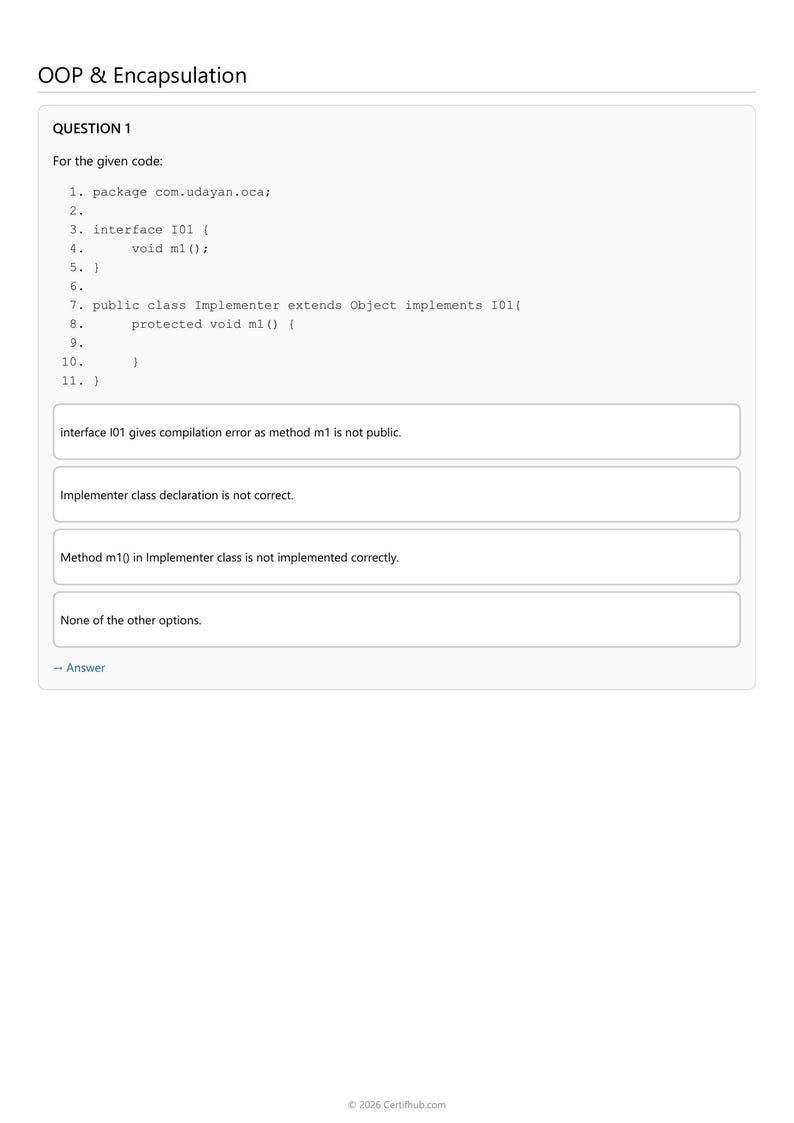 Oracle Associate, Java SE 8 Programmer Practice Guide PDF - English, 56 Questions image 3
