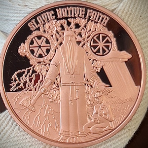 Perun Coin - Slavic Native Faith - 1oz .999 Fine Copper Round/Coin featuring God Perun & Sacred Symbols