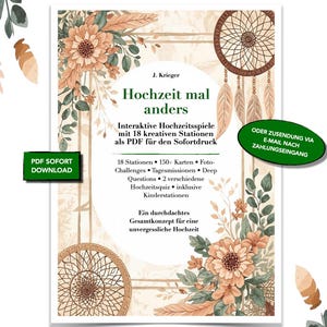 18 Interaktive Hochzeitsspiele |  Hippie BOHO Hochzeitsspiele  | Hochzeitsspiel Set | PDF sofort druckbereit | inklusive Fotoaufgaben