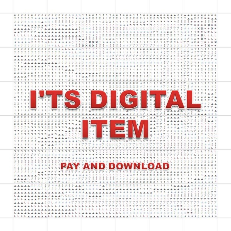 May include: A digital item graphic with the text "IT'S DIGITAL ITEM" in red, with the words "PAY AND DOWNLOAD" below. The background is a grid pattern of symbols and numbers.