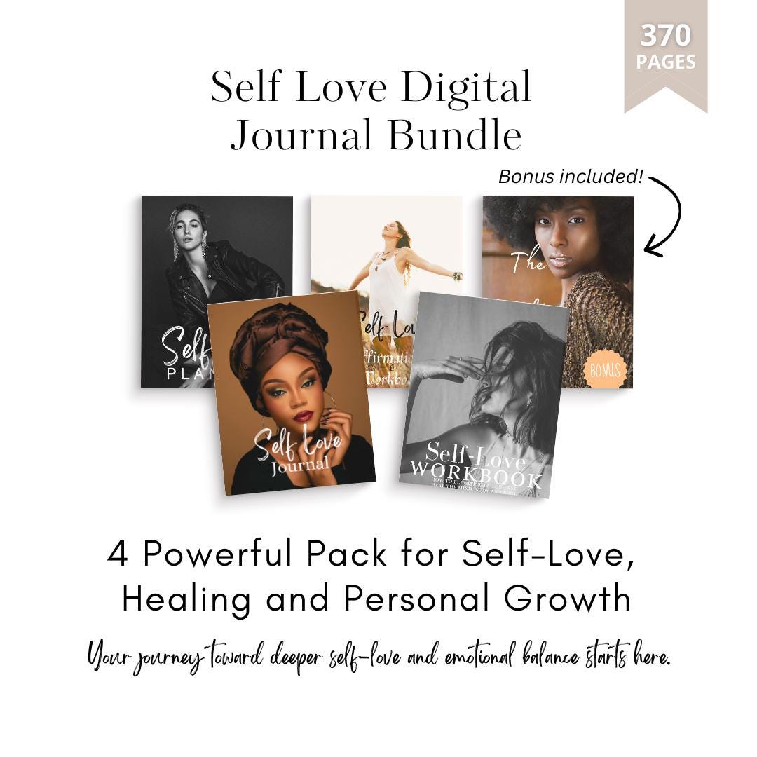 Self Love Journal Bundle | Self Care Planner, Affirmations Workbook ...
