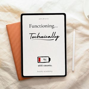 技術的に機能するためのジャーナル | 燃え尽き症候群とエネルギー不足 | 面白いメンタルヘルスノート | 不安と考えすぎのジャーナル | 共感できるギフト