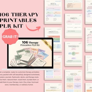 106 Therapy Worksheets PLR Bundle | Mental Health Printables | Ready to Sell | Commercial Use