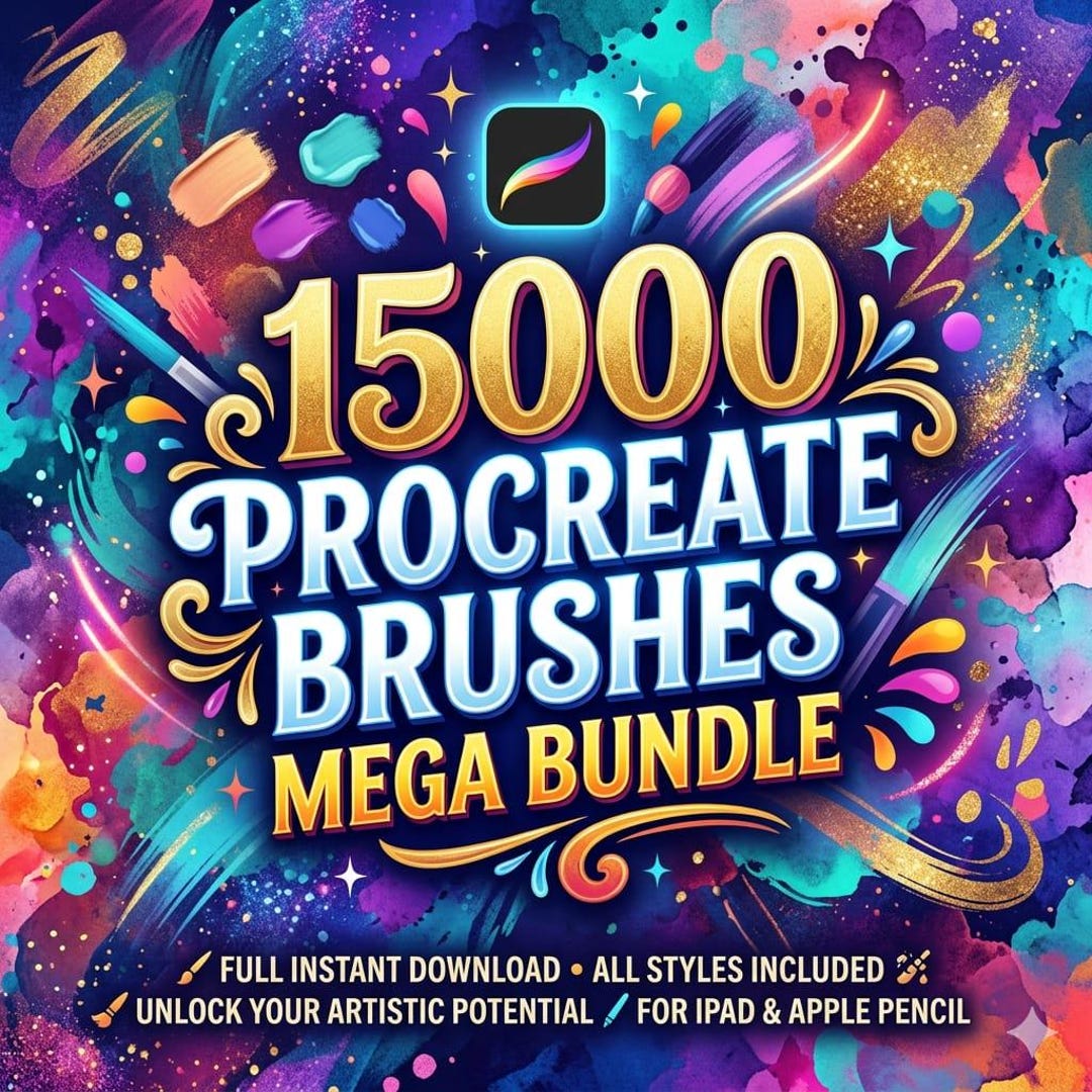 15000 Procreate Brush Pack, Realistic Watercolor, Oil Paint,pencil ...
