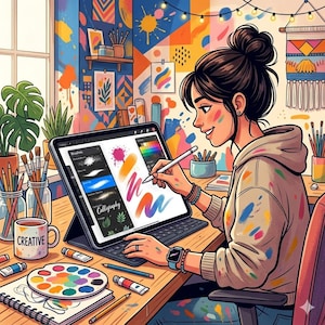 Procreate用グラフィックイラストブラシパック、ざらざらした質感のブラシ、ペイント用レトロインカー＆シェーダー、テクスチャ付きグラフィックアートツールキット 画像 3