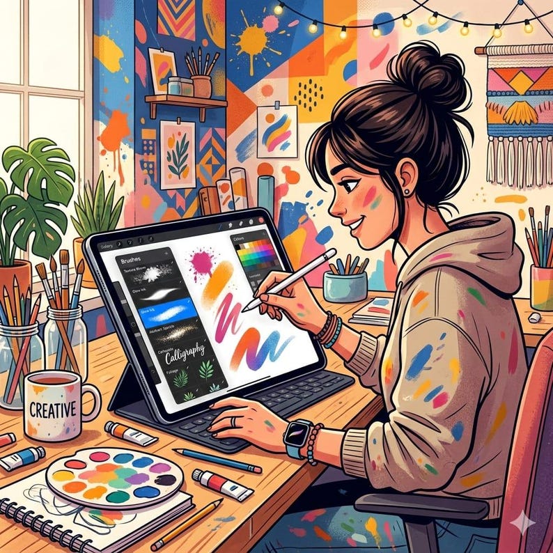 Procreate用グラフィックイラストブラシパック、ざらざらした質感のブラシ、ペイント用レトロインカー＆シェーダー、テクスチャ付きグラフィックアートツールキット 画像 3