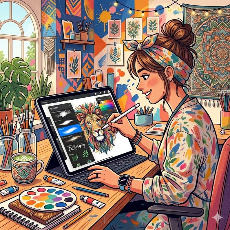 Procreate用グラフィックイラストブラシパック、ざらざらした質感のブラシ、ペイント用レトロインカー＆シェーダー、テクスチャ付きグラフィックアートツールキット 画像 4