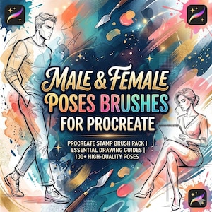 Male & Female Pose Procreate Brush Pack, Figure Drawing Stamp Set, Human Body Reference Toolkit and  Anatomy Pose's Brush Pack
