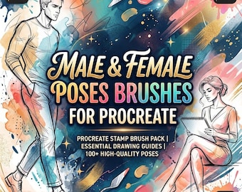 Male &Female Pose Procreate Brush Pack, Figuren Zeichnung Stempel Set, Human Body Referenz-Toolkit und Anatomy Pose Brush Pack