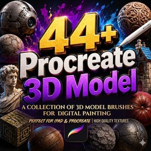 44+ Procreate 3D Model Brushes, 3D Shape or Model Brush Pack for Procreate, Sculpting, Rendering & Concept Art Brushes, iPad Download