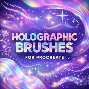 Holographic Procreate Brushes, Sparkle & Glitter Brush Set, Rainbow Effect, iPad Art Tool, holo texture and Procreate shiny brush set
