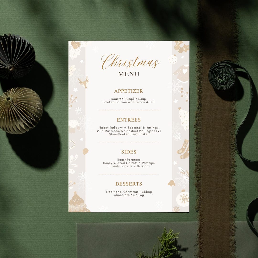 Editable Christmas Menu Template Bundle | Festive Holiday Party ...