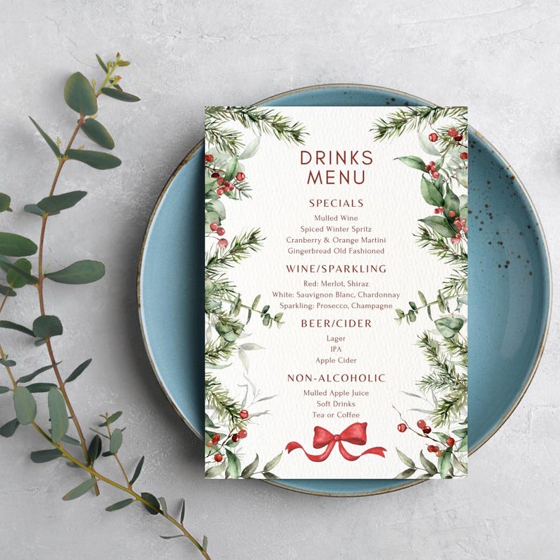 Editable Christmas Menu Template Bundle | Festive Food & Drinks ...