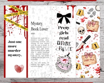 True Crime Murder Mystery Thriller Bookmarks Digital Download