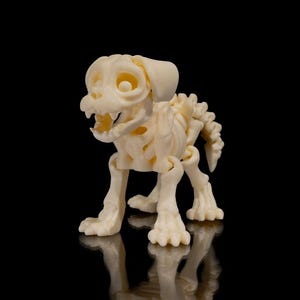 Flexi Dog Skeleton 3D Print, Articulated Puppy Figure, Fidget Desk Toy, Gothic Decor Gift, Spooky Cute Bone Model
