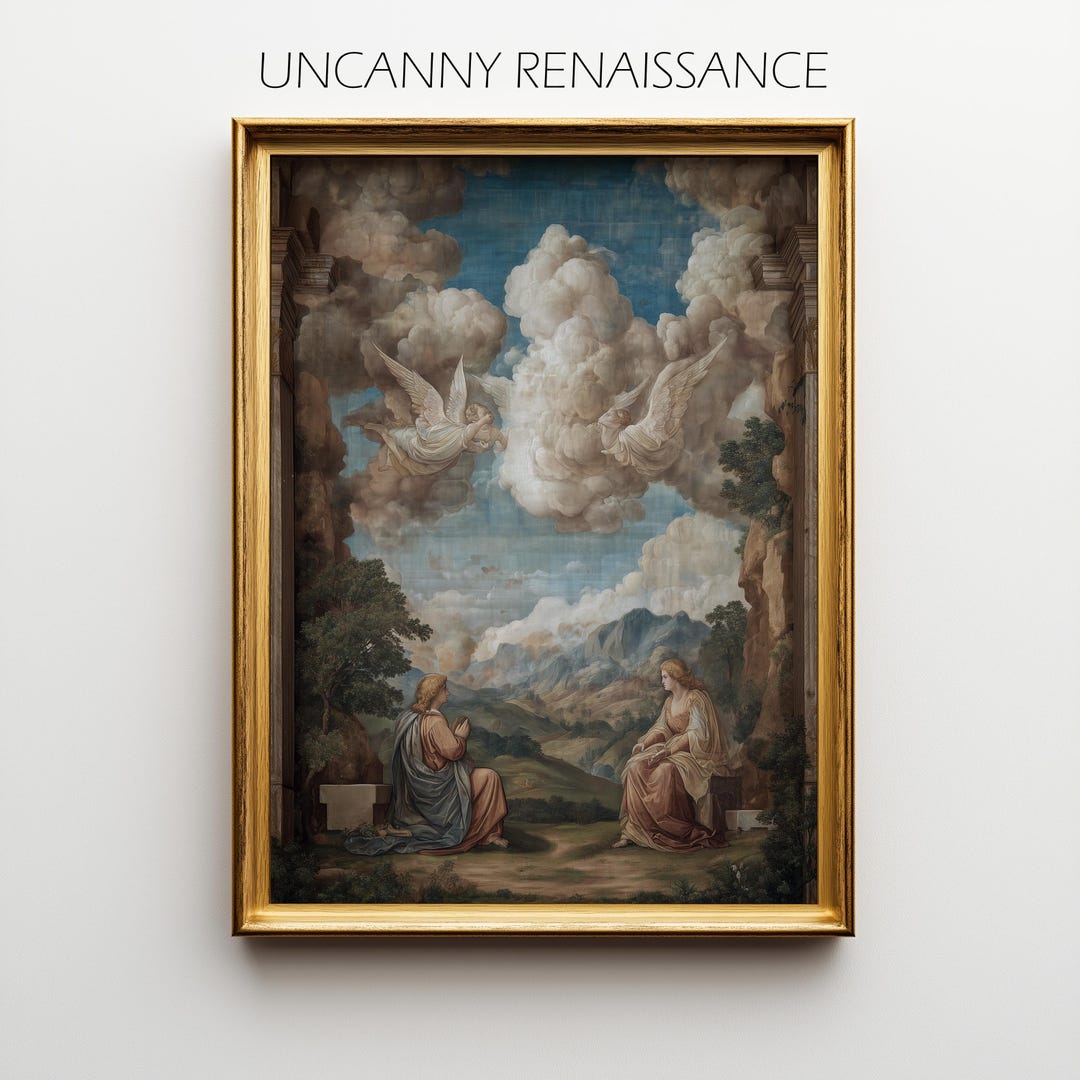 Renaissance Religious Scene Wall Art - Classical Vintage Moody Print ...