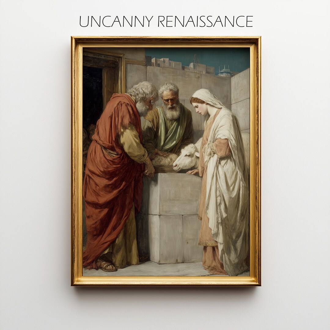 Vintage Religious Art Print - Renaissance-style Biblical Scene, Veiled ...