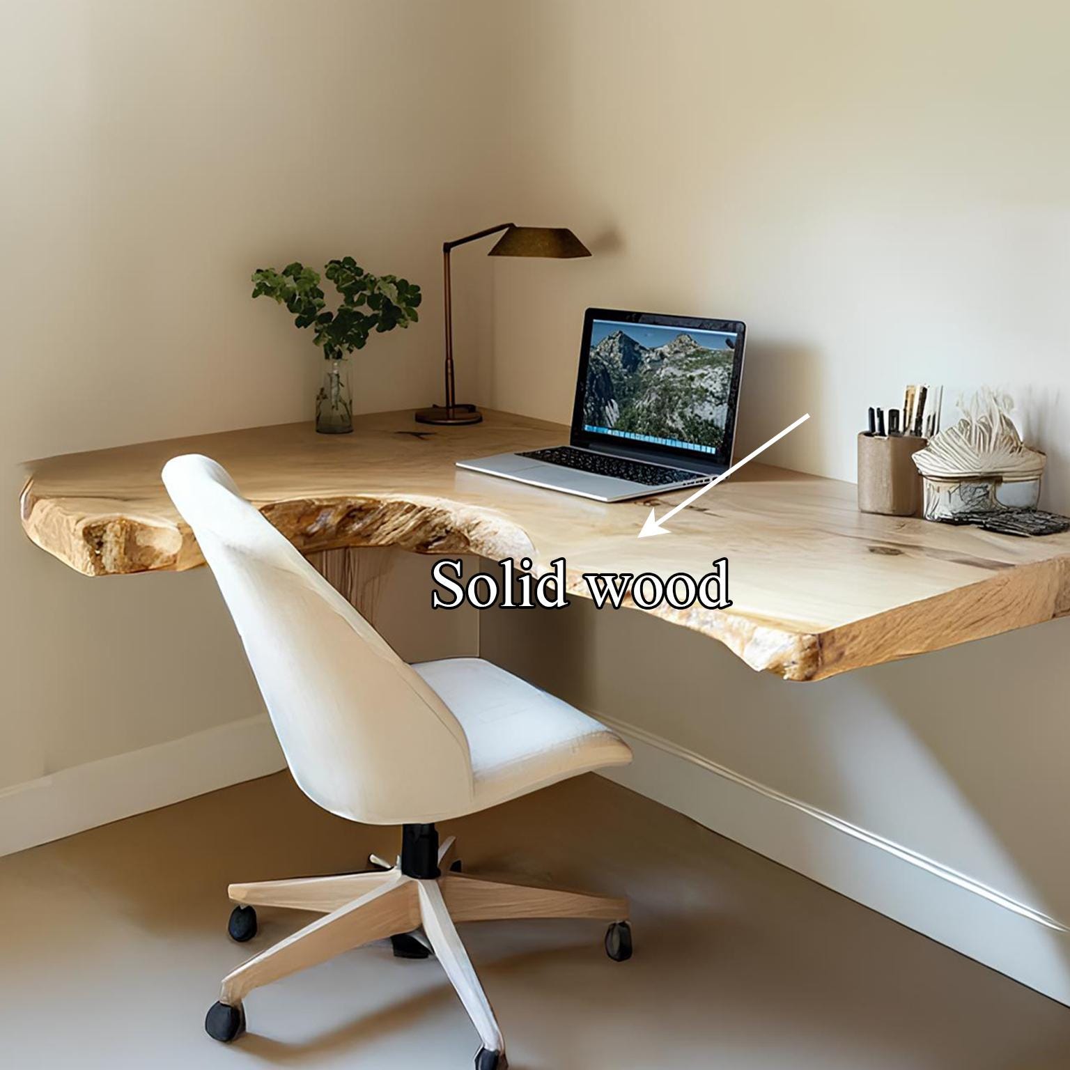 Natural Wood Floating Desk Solid Wood Floating Table Rustic Handmade ...