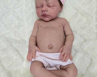 Realistic Reborn Baby Doll Girl 18 Inch – Lifelike Handmade Sleeping Newborn with Certificate, Blanket & Outfit