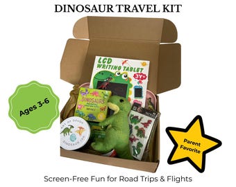 Dinosaur Travel Activity Kit for Kids | Screen-Free Toddler Road Trip & Airplane Activities | Jurassic Adventure Kit | Gift for Ages 3–6