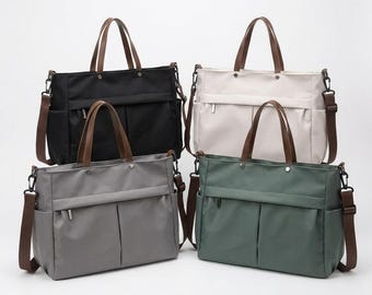 Spacious Travel Tote Bag Nylon Weekend Shoulder Bag Large Capacity Crossbody Handbag Diaper Bag Mom Bag Durable Carryall Multiple Pockets