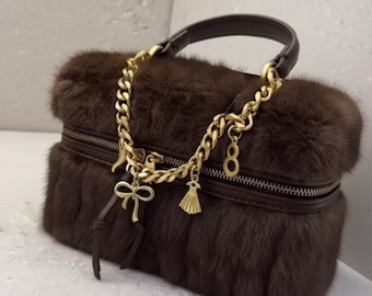 Luxurious Faux Fur Handbag Elegant Womens Evening Purse Top Handle Bag Plush Soft Accessory Chic Winter Fashion Statement Piece Gift For Her
