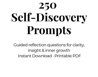250 Journal Prompts for Self-Discovery | Minimalist Digital PDF Journal | Mindfulness Reflection Prompts | Instant Download